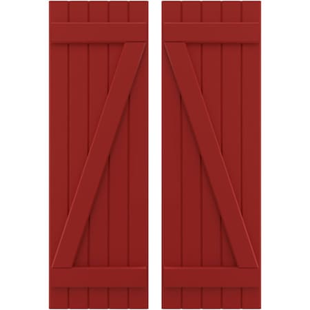 Americraft 5-Board (2 Batten) Wood Joined Board-n-Batten Shutters W/ Z-Bar, ARW102BB518X51BRH